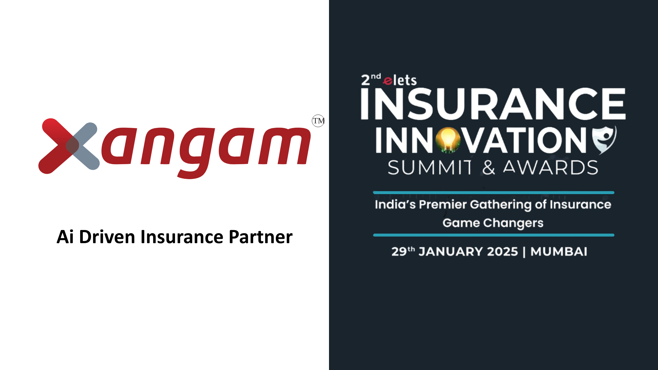 Xangam logo as AI-Driven InsurTech Partner at 2nd Elets Insurance Innovation Summit & Awards 2025 in Mumbai